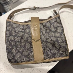 Yves Saint Laurent Gray and Tan Shoulder Bag